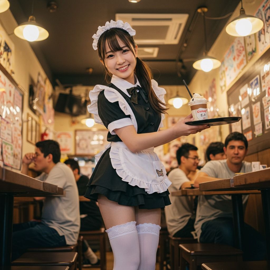 サンプル画像4:メイド娘をちょっと下から撮ってみた(もう限界) [d_510043]