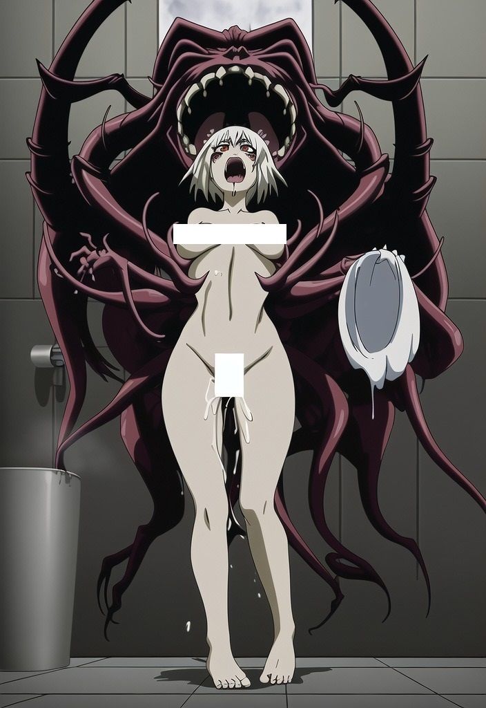 サンプル画像1:名画復刻:Alfread Kubinのサルに頭から喰われそうになっている裸婦の絵画をアニメ調にしてみた。失禁あり。量多め300枚以上！（パラパラ漫画）(MUTANTITS) [d_510194]