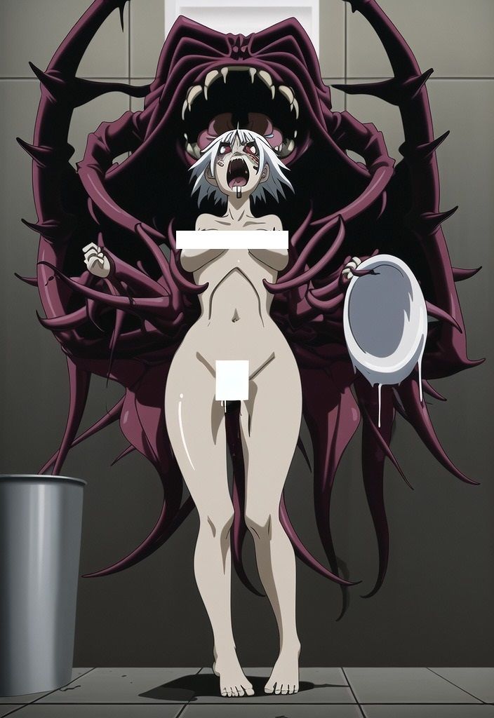 サンプル画像4:名画復刻:Alfread Kubinのサルに頭から喰われそうになっている裸婦の絵画をアニメ調にしてみた。失禁あり。量多め300枚以上！（パラパラ漫画）(MUTANTITS) [d_510194]