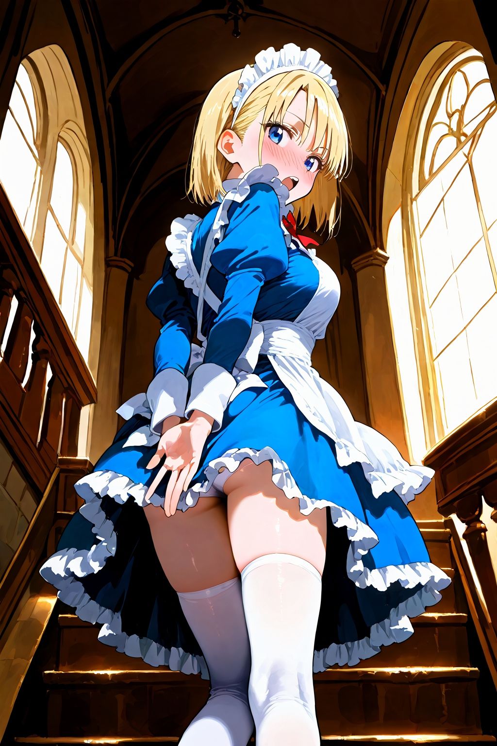 サンプル画像2:恥じらい×パンチラ隠しがやっぱり優勝でした。〜お屋敷編〜(びろびろまん) [d_510290]