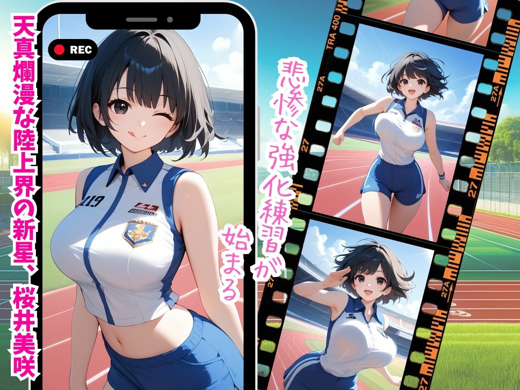 サンプル画像2:むにゅむにゅ陸上少女の羞恥野外レッスン(推し娘) [d_510323]