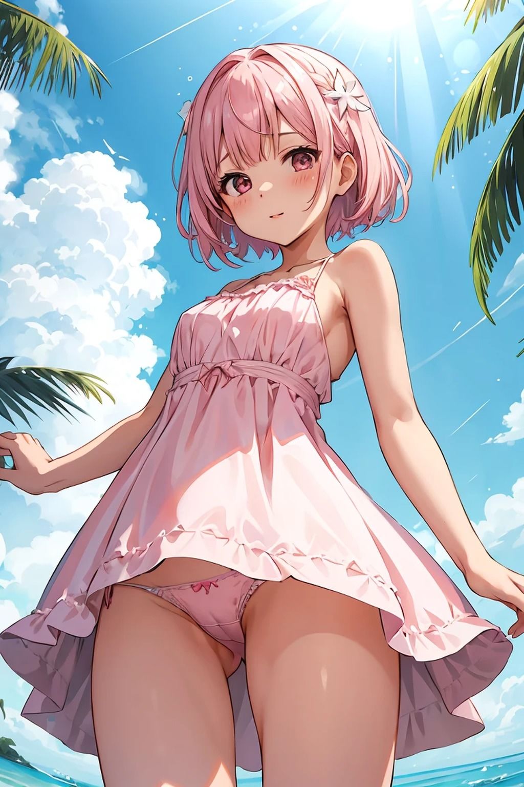 サンプル画像1:見上げパンチラ  AIイラスト集(ネコネコガール) [d_510999]