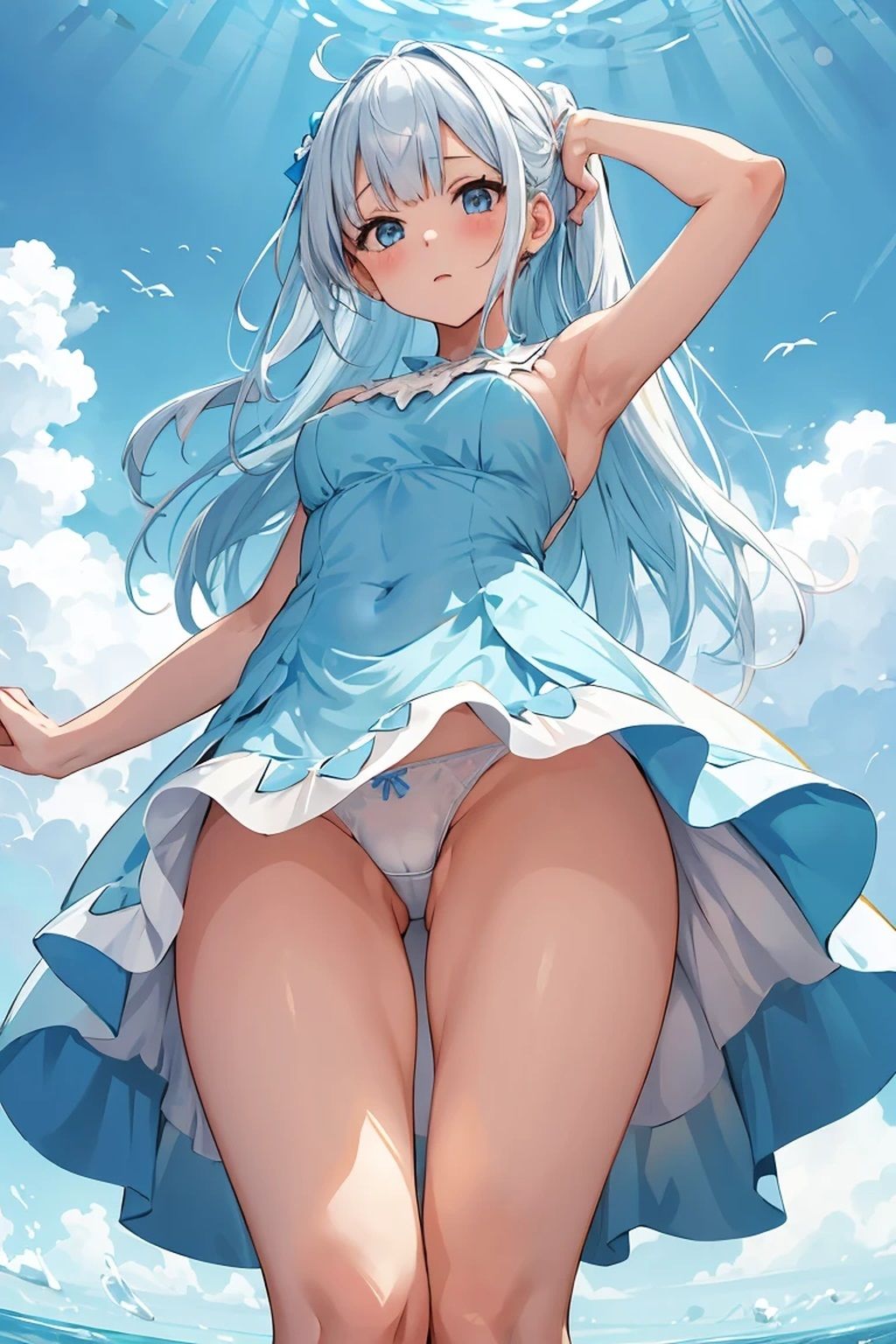 サンプル画像5:見上げパンチラ  AIイラスト集(ネコネコガール) [d_510999]