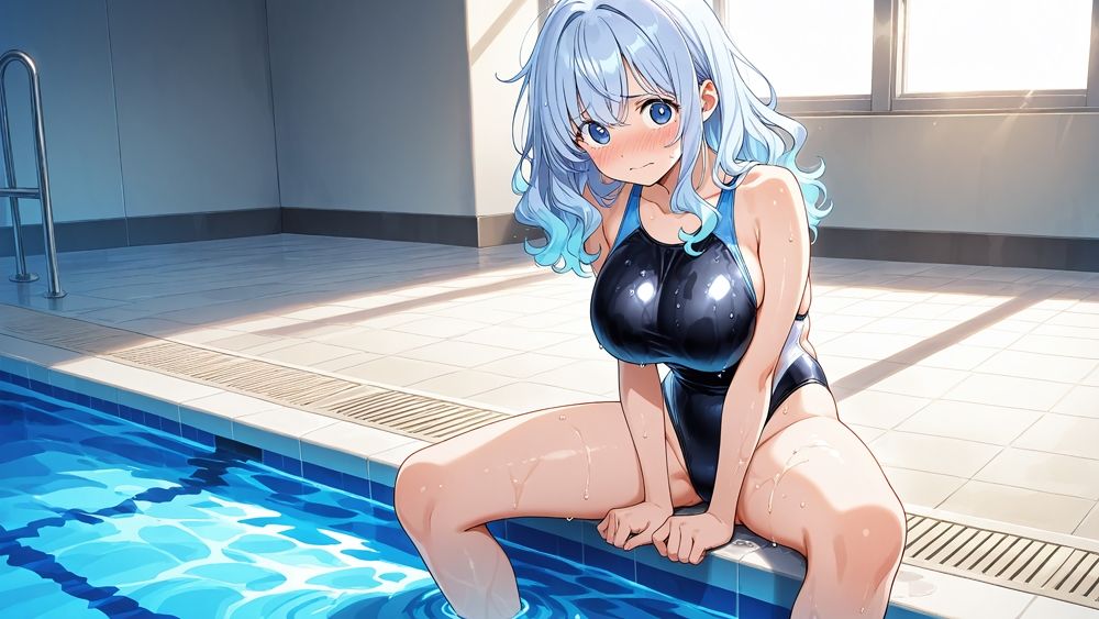 サンプル画像6:競泳水着美少女のアクメ顔！教育実習生とプールでSEX【高画質】(ニート印刷所) [d_511069]