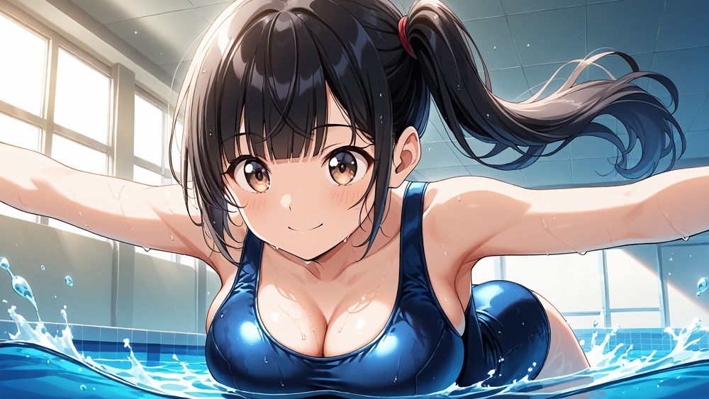 サンプル画像4:スク水美少女ふたり〜プールサイドで貪り合う絶頂プレイ〜(ニート印刷所) [d_511204]