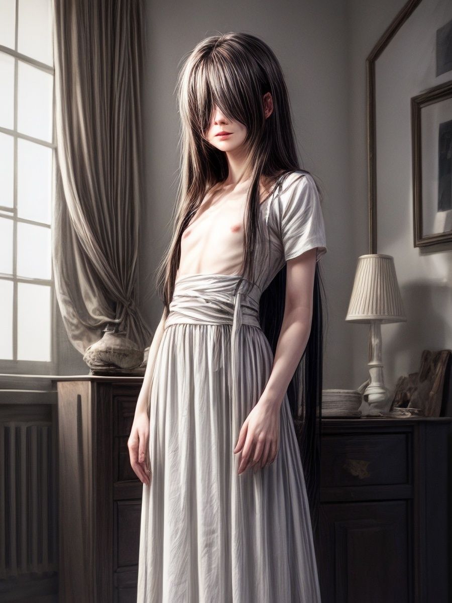 サンプル画像2:呪いのビデオを見たら貧乳の貞〇ちゃんが脱いで現れてくれました♪「リアル・実写系」写真集(ももんじゃ) [d_511268]