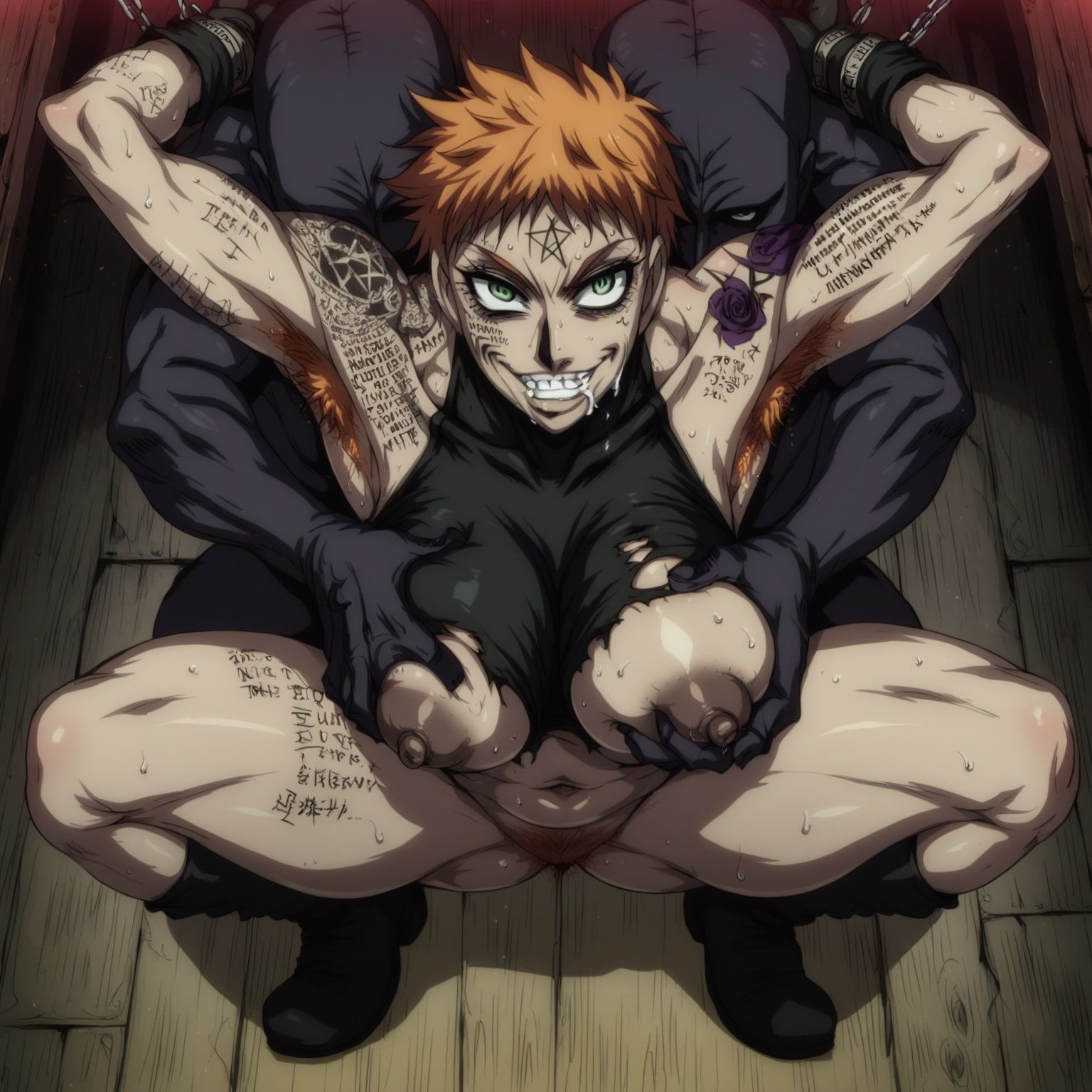 サンプル画像1:筋肉姉御中尉とアレやコレする(ナマコ大統領) [d_511909]