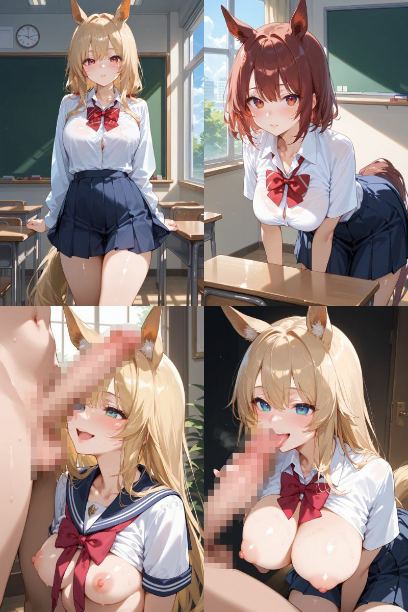 サンプル画像2:ケモミミ？の楽園 うま 制服編(ツースリーステーション) [d_512190]