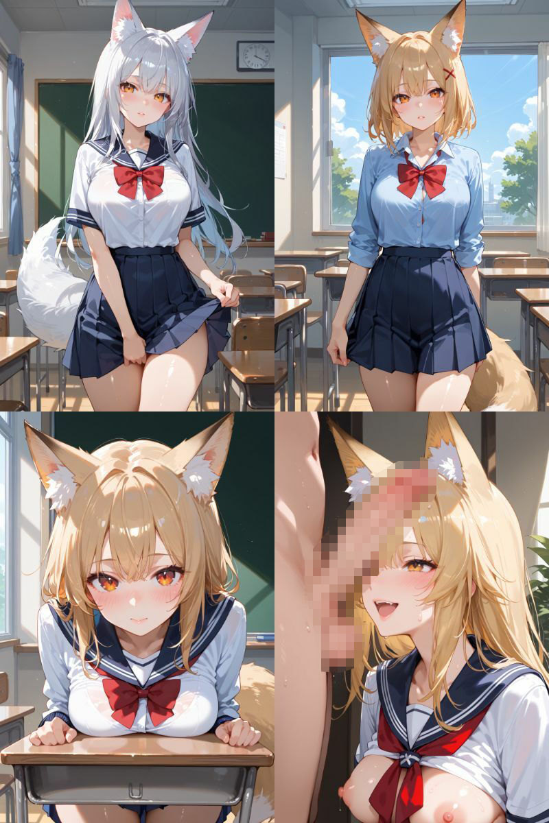 サンプル画像2:ケモミミ？の楽園 きつね 制服編(ツースリーステーション) [d_512194]