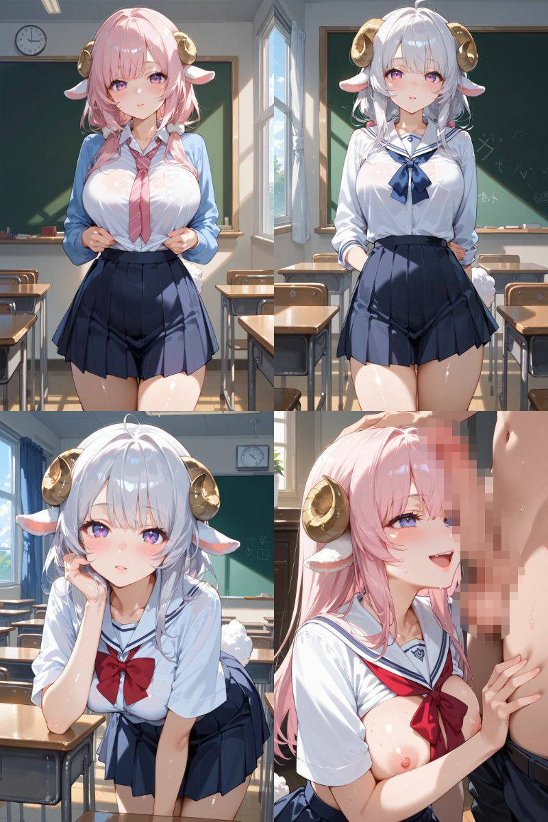 サンプル画像2:ケモミミ？の楽園 ひつじ 制服編(ツースリーステーション) [d_512201]