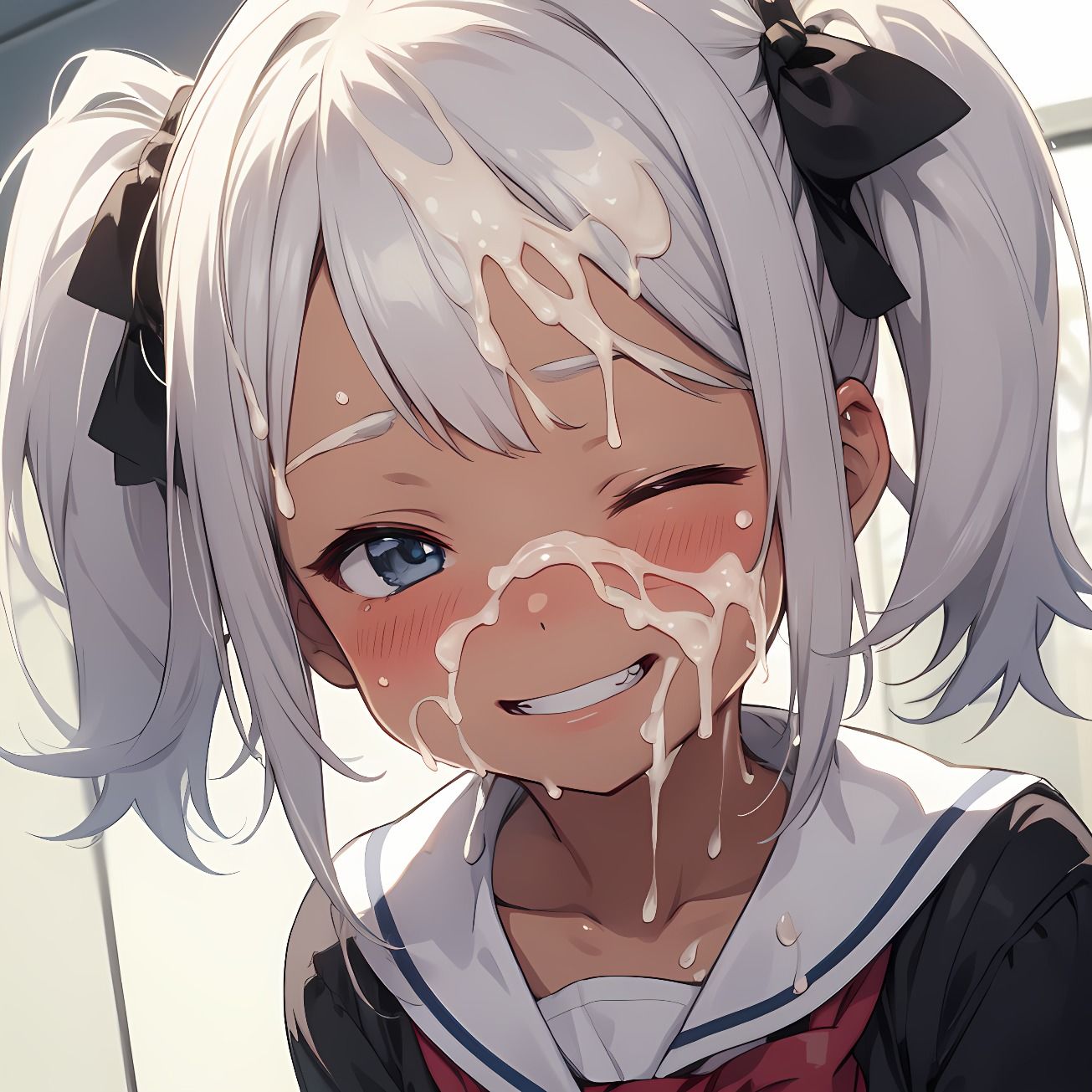 サンプル画像3:【156枚】おち○ぽミルク大好きなセーラー服の褐色ツインテール(紺色ドリーム) [d_512262]