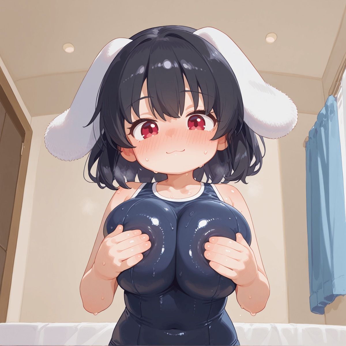 サンプル画像1:東方 因幡てゐ 〇リ爆乳スク水えっち(AIまにあくす) [d_512587]