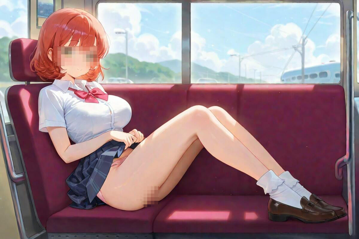 サンプル画像1:いつものバスでパンチラ美女！(AI幻想工房) [d_512823]