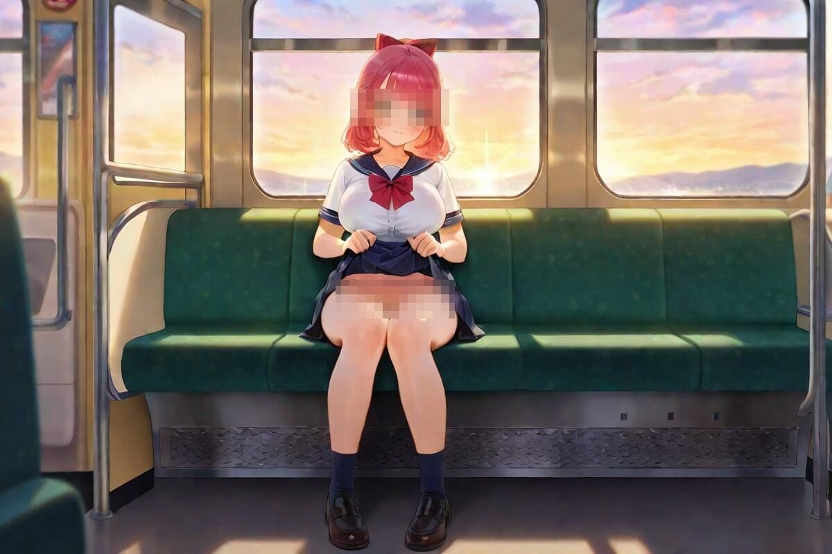 サンプル画像2:いつものバスでパンチラ美女！(AI幻想工房) [d_512823]