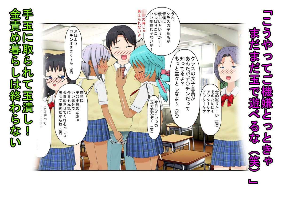 【金的・金的嘲笑】『元女子校の金的玩具二』「今日からクラスの女の子はみんな玉姉妹だね！」大事なタマタマを女子たちにおもちゃにされる元女子校唯一の男子生徒のお話