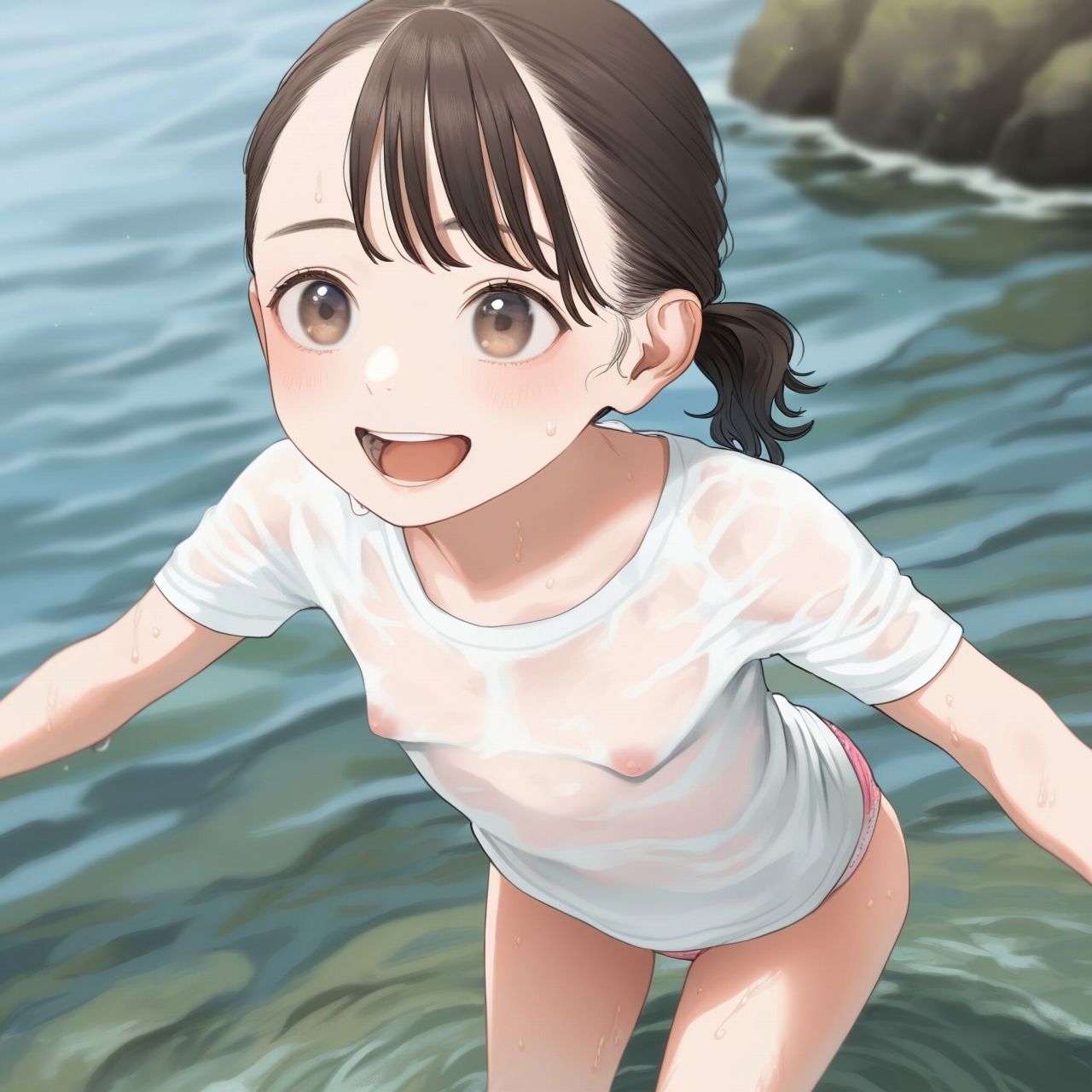 サンプル画像2:田舎のよくある川遊び(ジャングルジム) [d_513534]