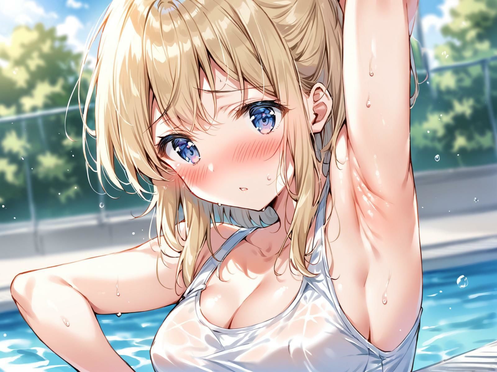 サンプル画像6:コバルトブルーのサングラスをかけたプール監視員はギャルの腋の監視がお好き(カオスクッキング倶楽部) [d_513837]