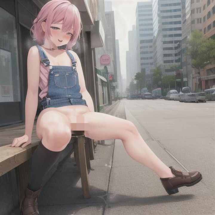 サンプル画像2:オーバーオール露出  ピンク髪ちゃん編(まんまんちん) [d_514006]