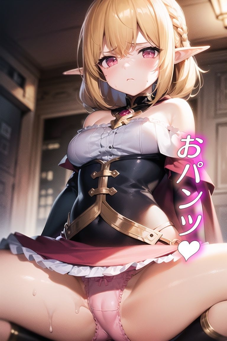 サンプル画像3:嫌な顔してパンツ見せてくる女の子〜エルフ編〜(AIパンツ部) [d_514144]