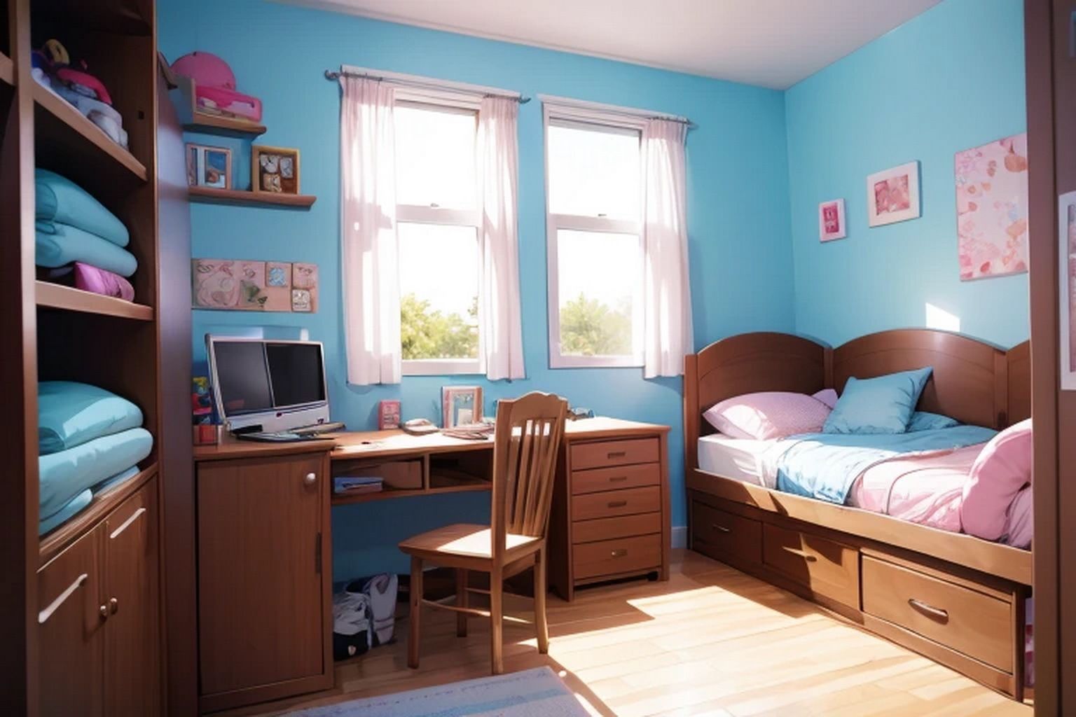 サンプル画像1:女の子の部屋  背景素材(豊川内角) [d_514442]