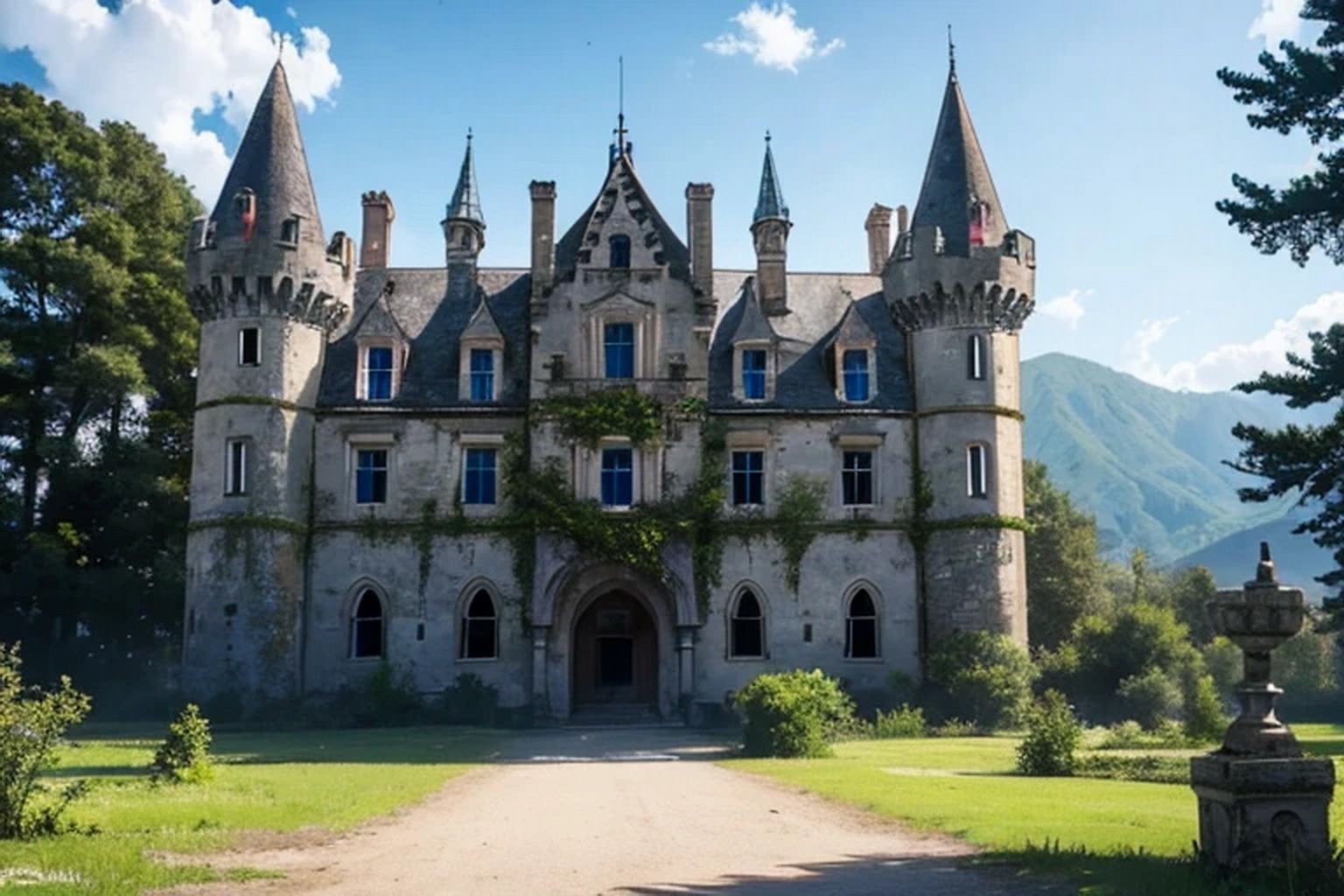 サンプル画像3:廃墟の屋敷  背景素材(豊川内角) [d_514449]