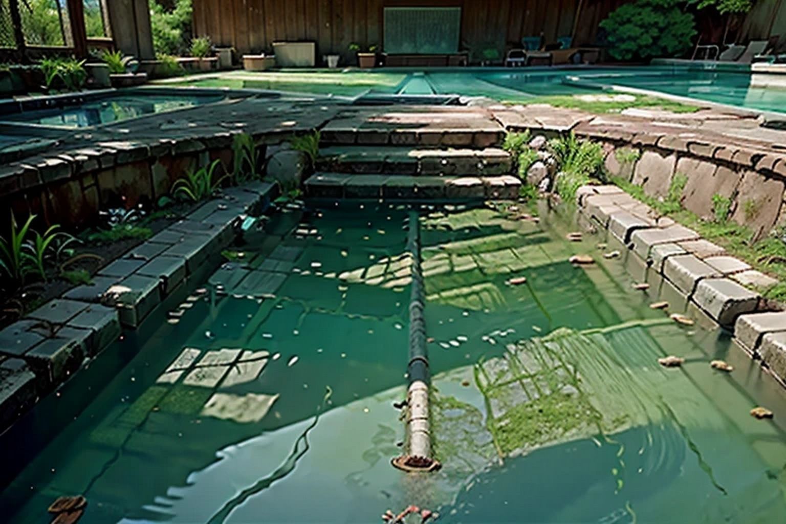 サンプル画像4:廃墟の屋敷  背景素材(豊川内角) [d_514449]