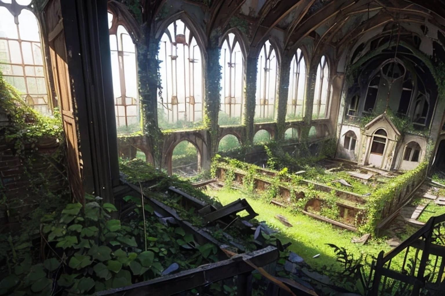 サンプル画像5:廃墟の屋敷  背景素材(豊川内角) [d_514449]