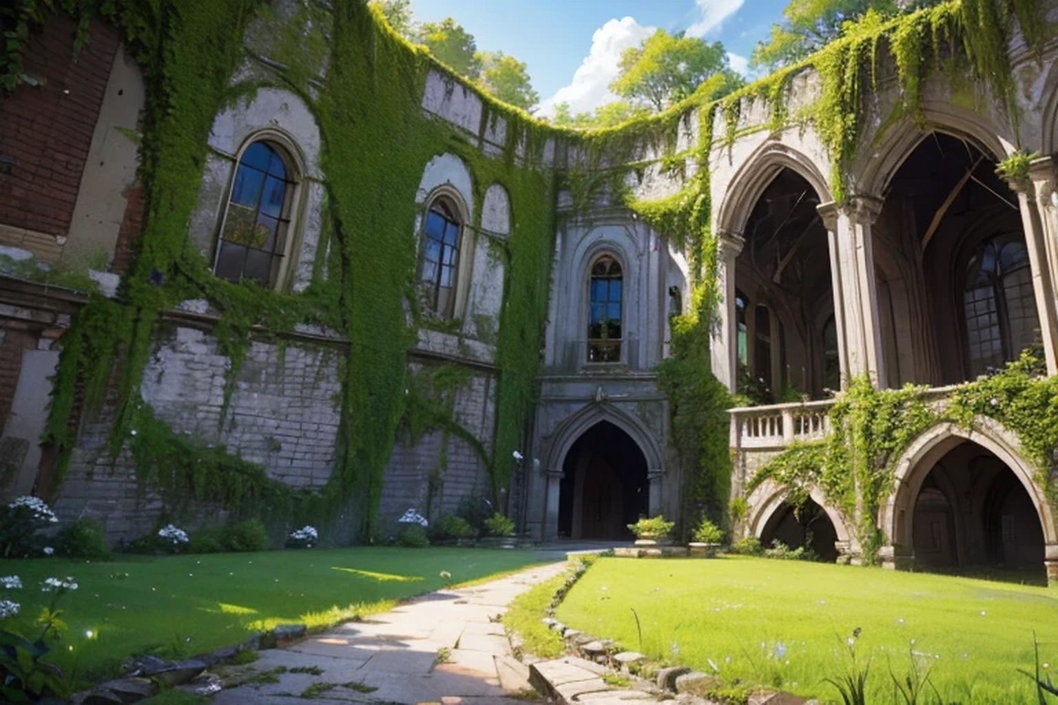 サンプル画像6:廃墟の屋敷  背景素材(豊川内角) [d_514449]