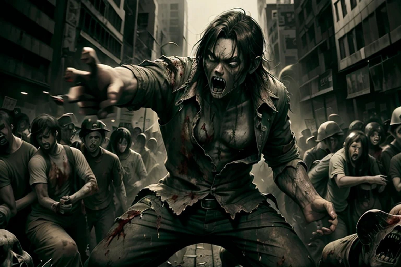 サンプル画像2:ゾンビ  背景素材(豊川内角) [d_514459]