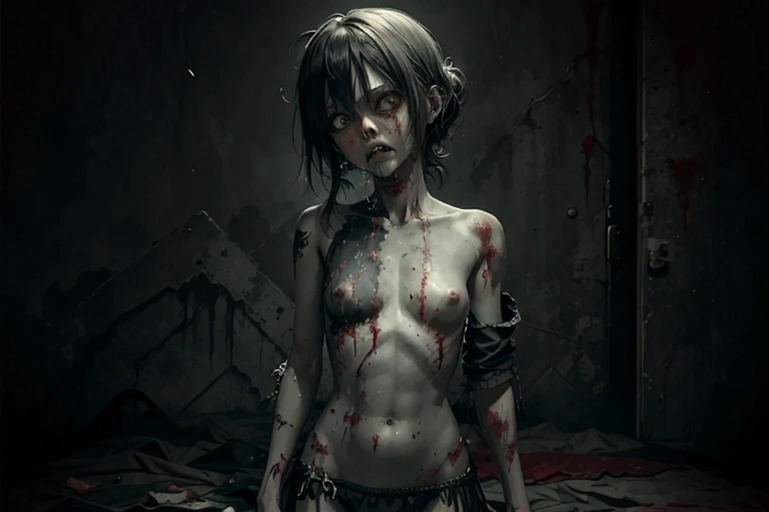 サンプル画像5:ゾンビ  背景素材(豊川内角) [d_514459]