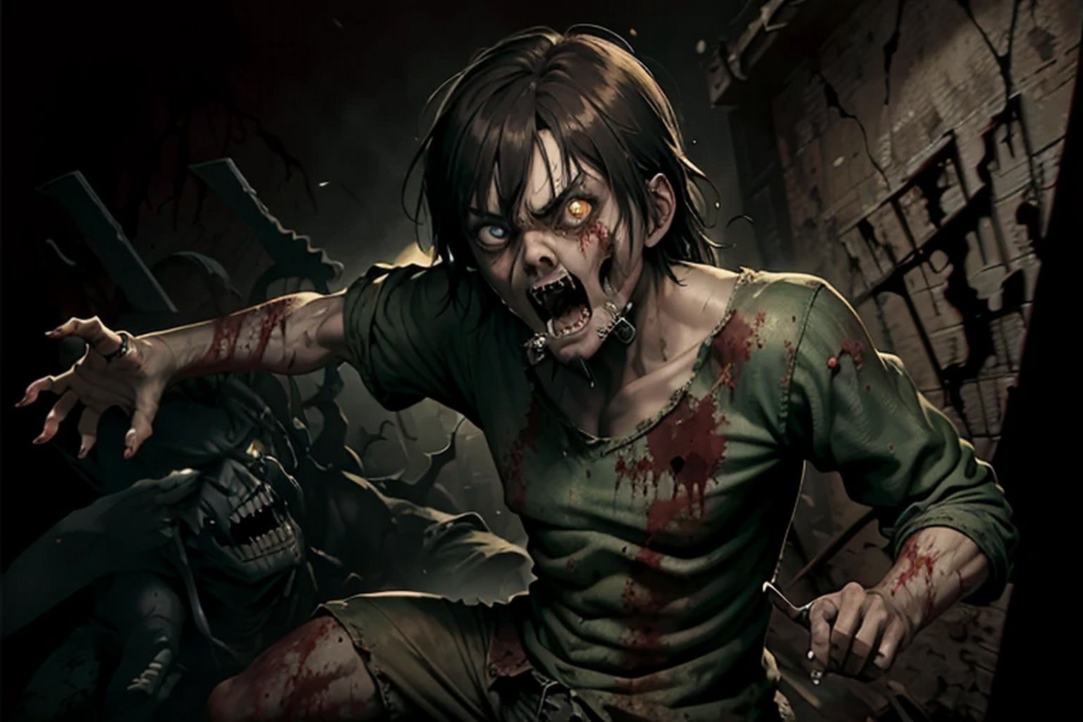 サンプル画像6:ゾンビ  背景素材(豊川内角) [d_514459]