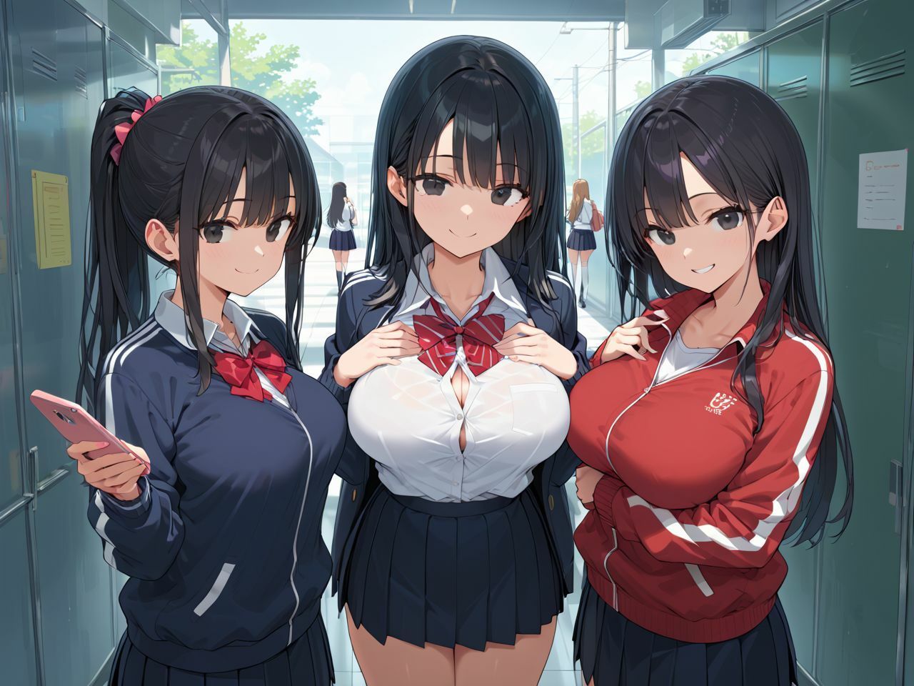 サンプル画像1:爆乳ハーレム！去年まで女子校だったから男は俺一人！？(美女造) [d_514689]