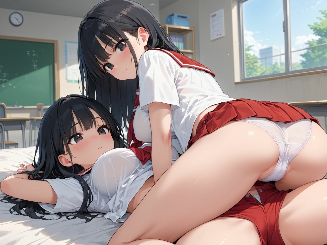 サンプル画像2:爆乳ハーレム！去年まで女子校だったから男は俺一人！？(美女造) [d_514689]