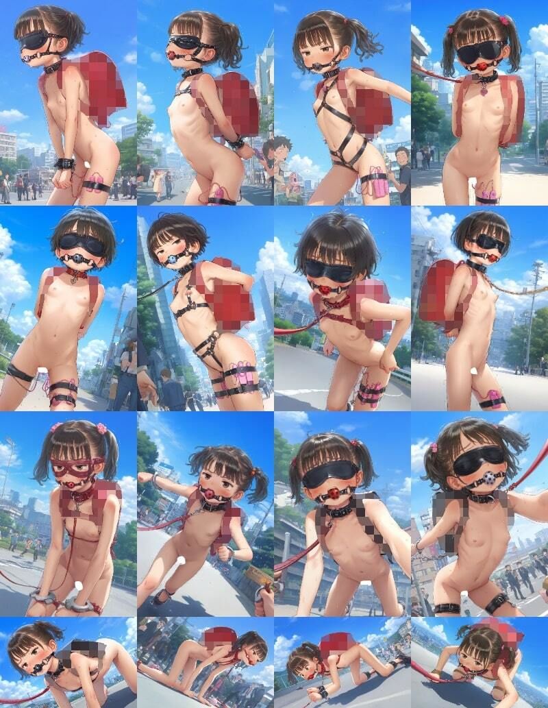 サンプル画像3:【500枚】裸ラ〇ドセル通学週間 悪い子には性的体罰！地獄の生き恥全裸拘束性玩具付登下校(アライアイ) [d_514829]