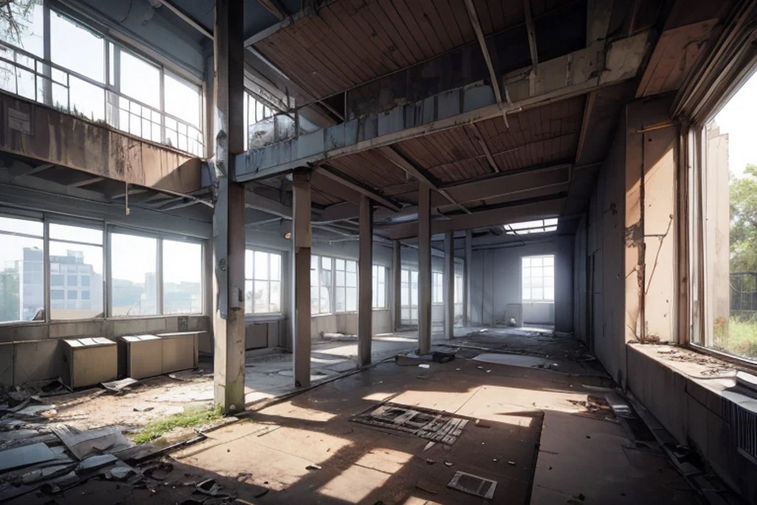 サンプル画像2:廃墟の病院  背景素材(豊川内角) [d_515256]