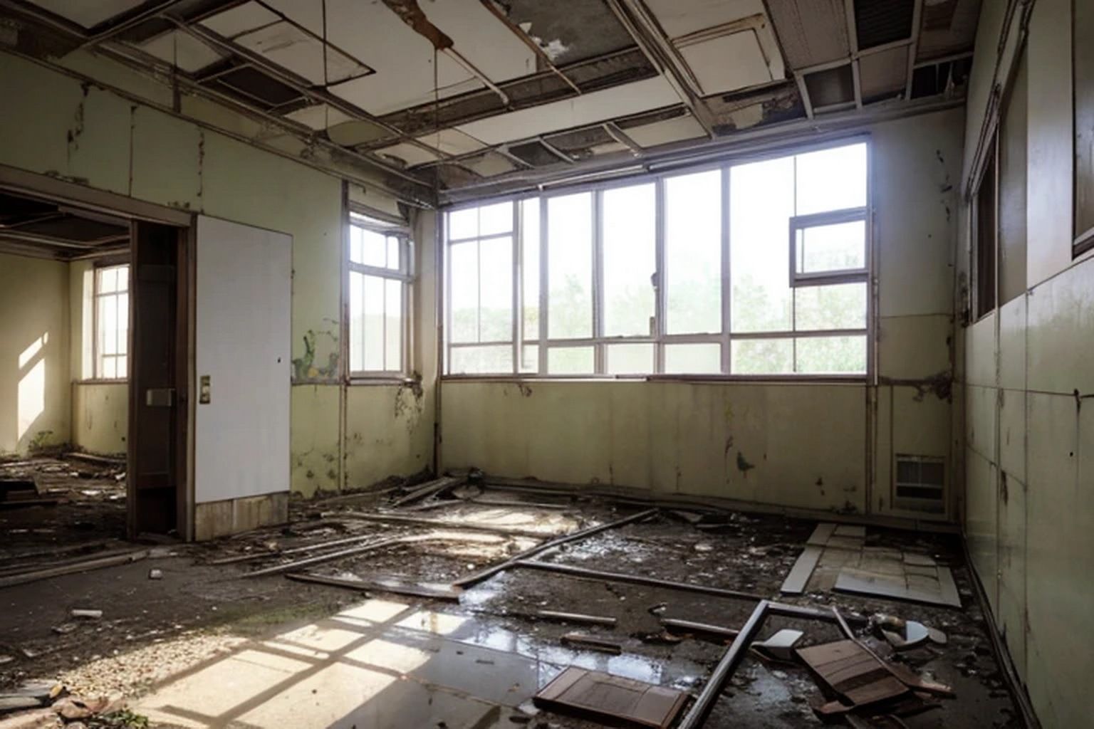 サンプル画像5:廃墟の病院  背景素材(豊川内角) [d_515256]