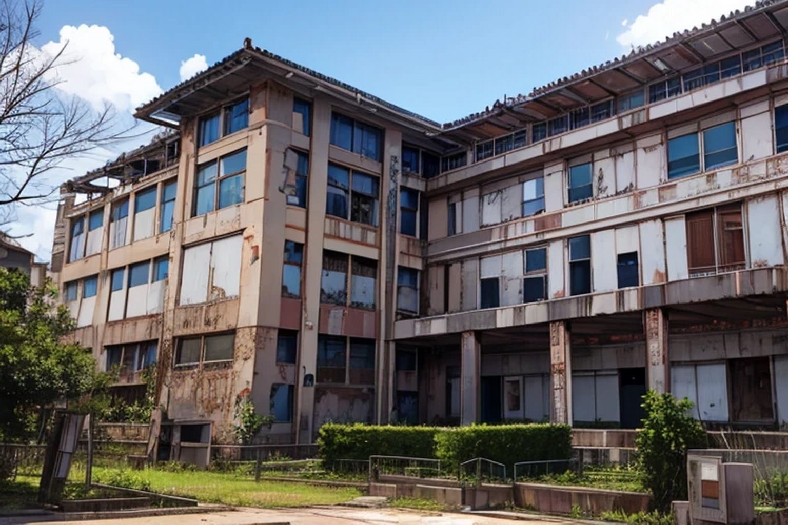 サンプル画像6:廃墟の病院  背景素材(豊川内角) [d_515256]