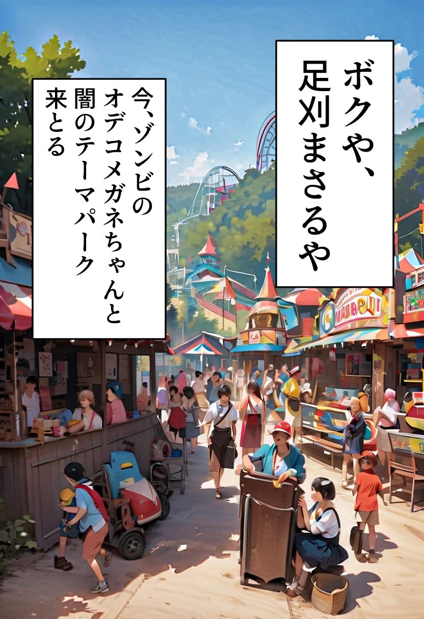 サンプル画像1:ゾンビオデコメガネちゃんと闇テーマパークでデート  正面・貧乳編(コーンパン) [d_515485]