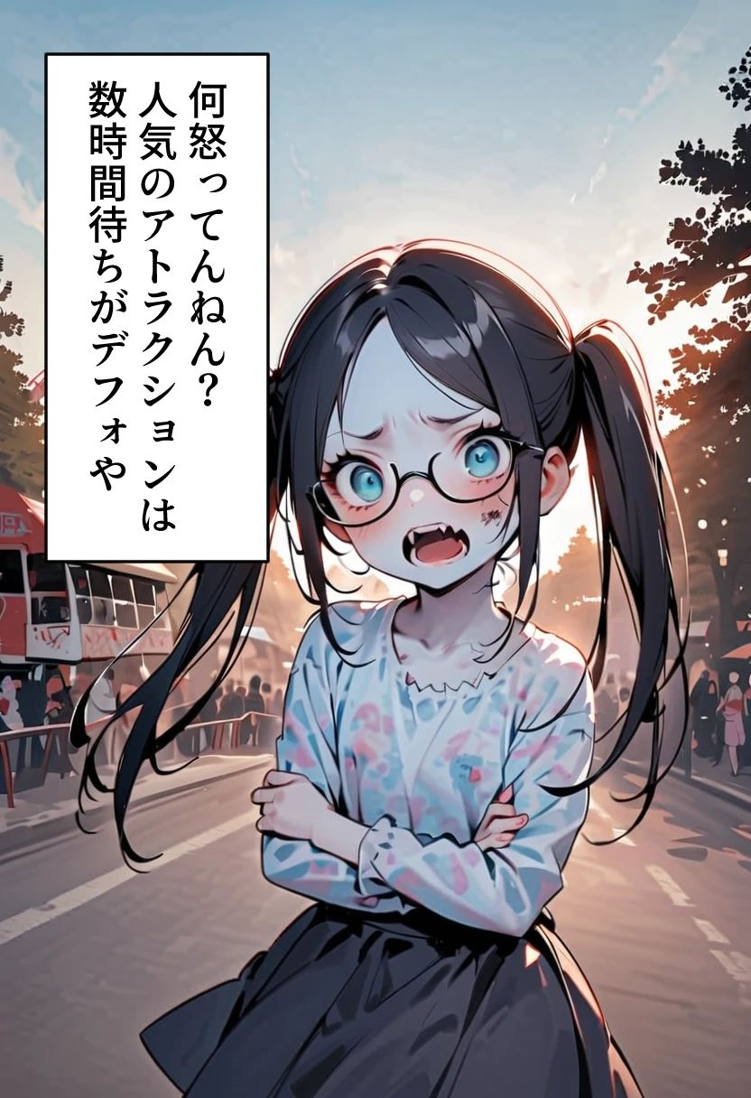 サンプル画像3:ゾンビオデコメガネちゃんと闇テーマパークでデート  正面・貧乳編(コーンパン) [d_515485]