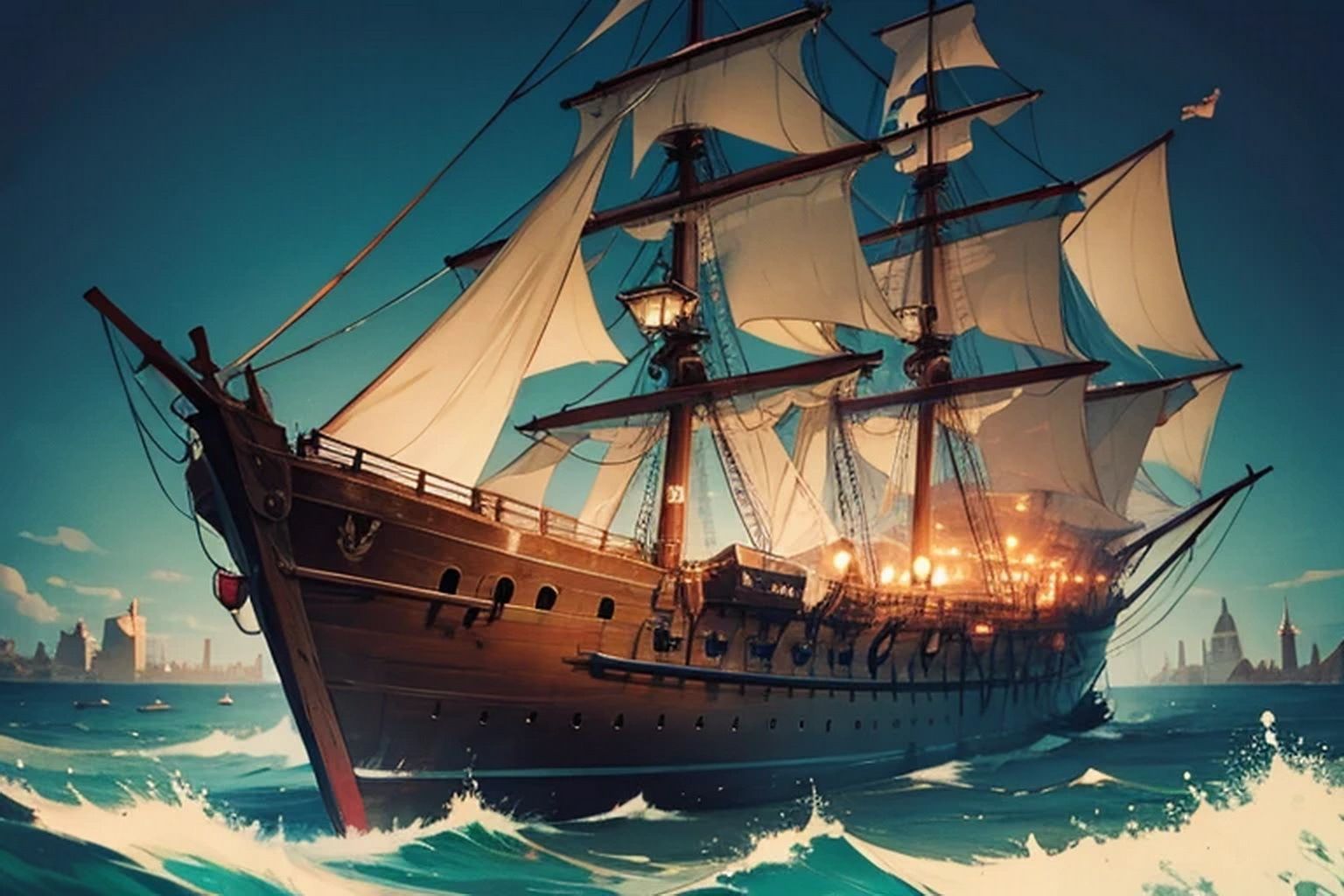 サンプル画像4:帆船・幽霊船  素材(豊川内角) [d_515899]