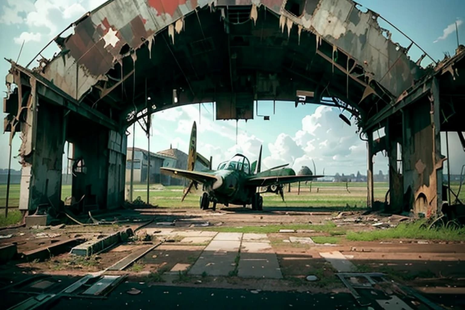 サンプル画像1:廃飛行場・飛行機の残骸  素材(豊川内角) [d_515912]