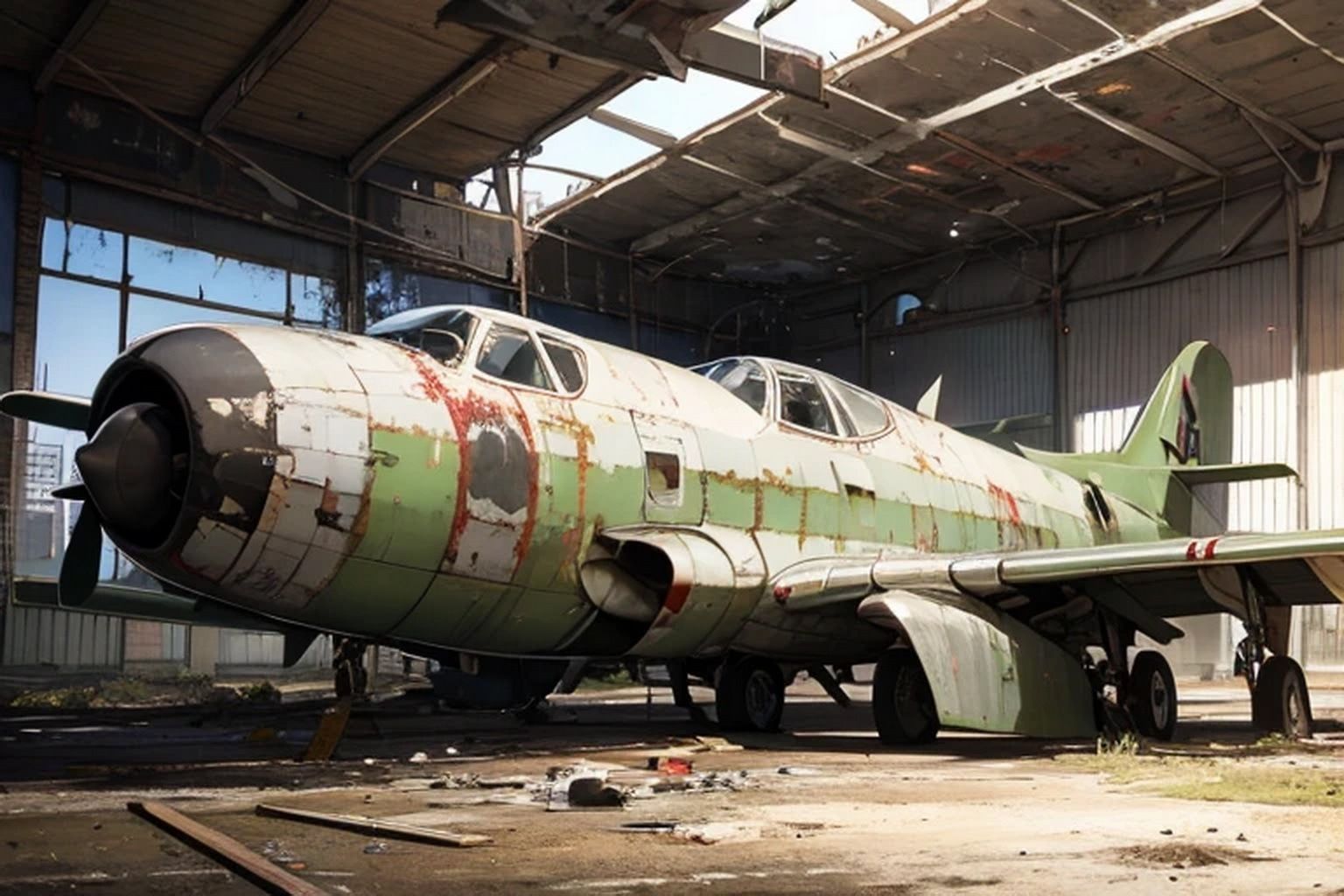 サンプル画像2:廃飛行場・飛行機の残骸  素材(豊川内角) [d_515912]