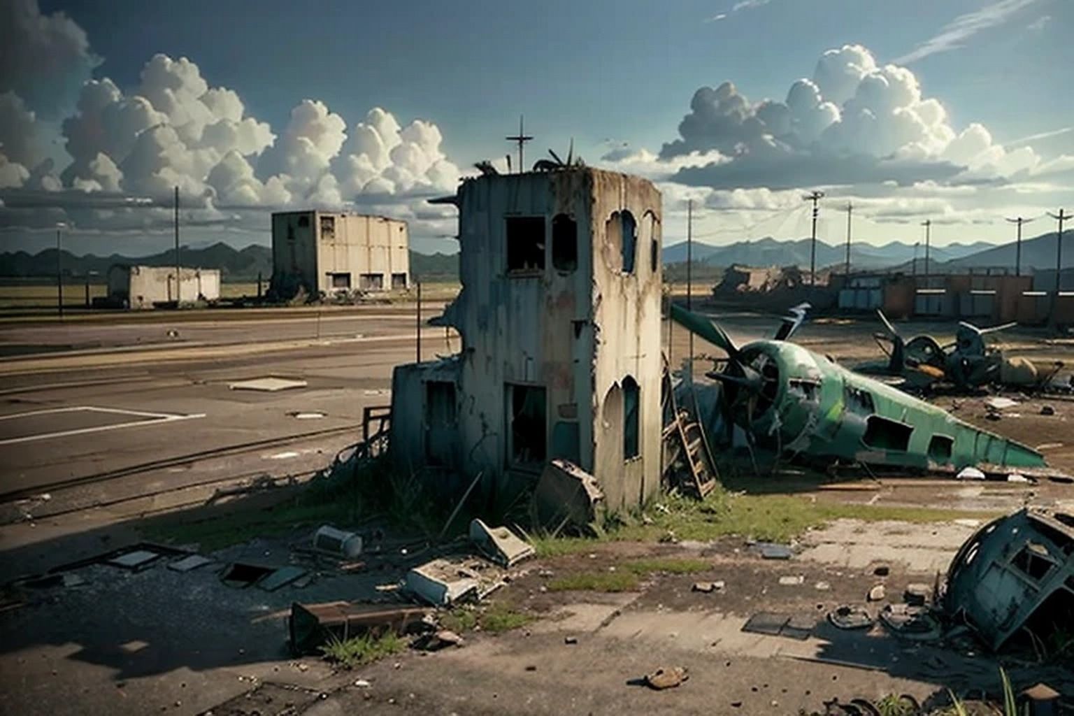 サンプル画像3:廃飛行場・飛行機の残骸  素材(豊川内角) [d_515912]