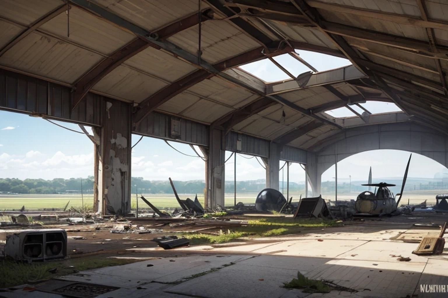 サンプル画像6:廃飛行場・飛行機の残骸  素材(豊川内角) [d_515912]