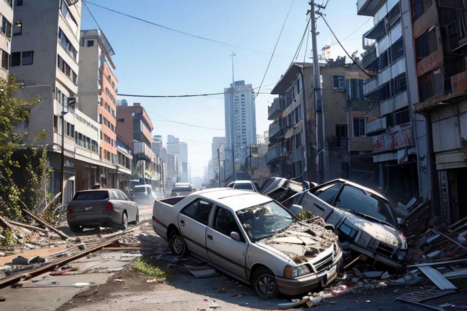 サンプル画像2:廃墟の街  背景素材(豊川内角) [d_516471]