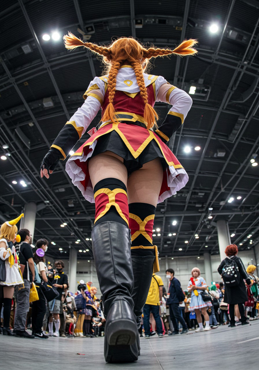 サンプル画像2:コスプレ会場  下から(もう限界) [d_517427]