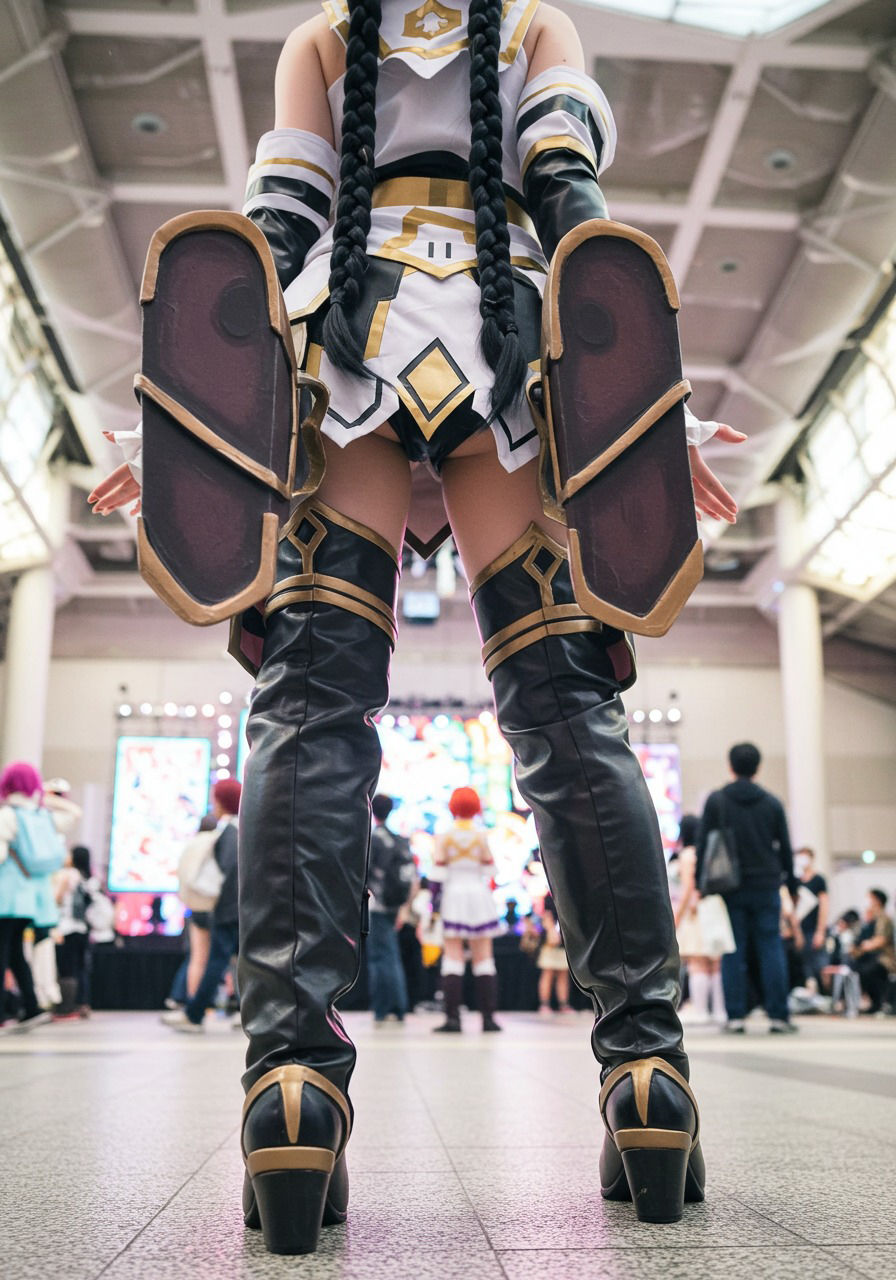 サンプル画像3:コスプレ会場  下から(もう限界) [d_517427]