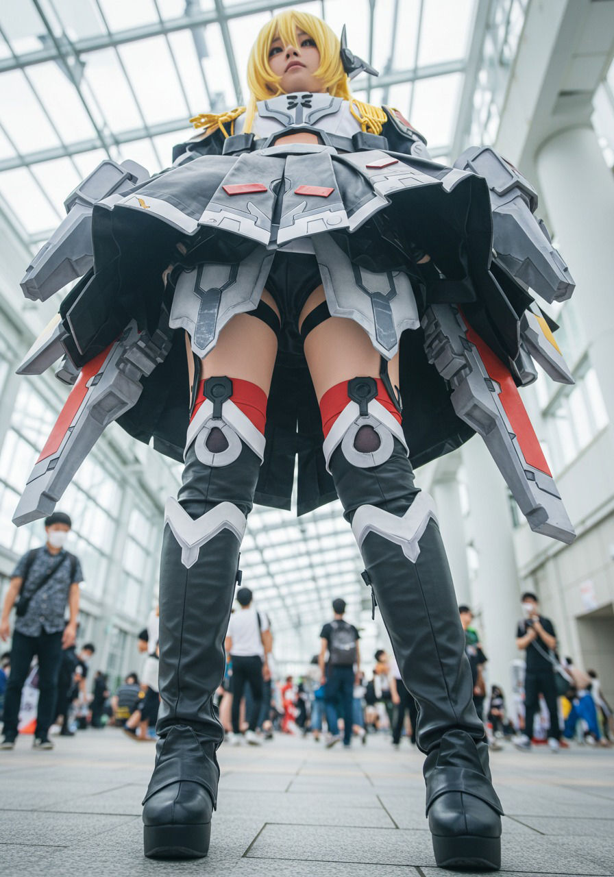 サンプル画像5:コスプレ会場  下から(もう限界) [d_517427]