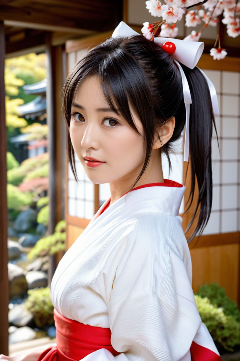 サンプル画像1:なんかエロいよね？従妹が巫女さん始めるってさ(空想AI美女本舗) [d_517528]