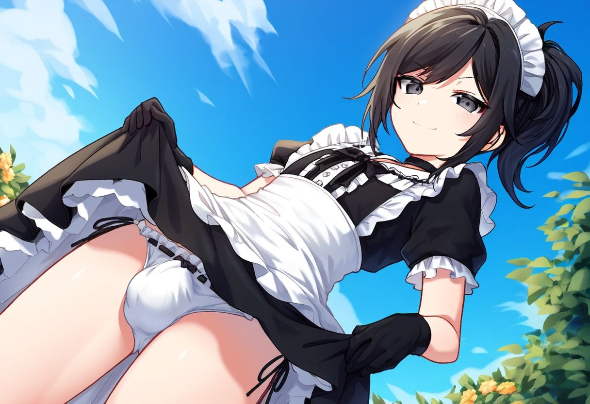 サンプル画像2:【500枚】ただひたすらに黒髪男の娘メイド様の膨らみを拝みたいCG集F（1）(AI男の娘研究機関「BULGE」) [d_518361]